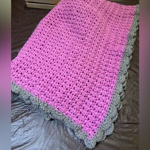 Fuschia and grey afghan